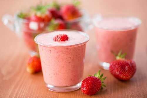A pink strawberry smoothie
