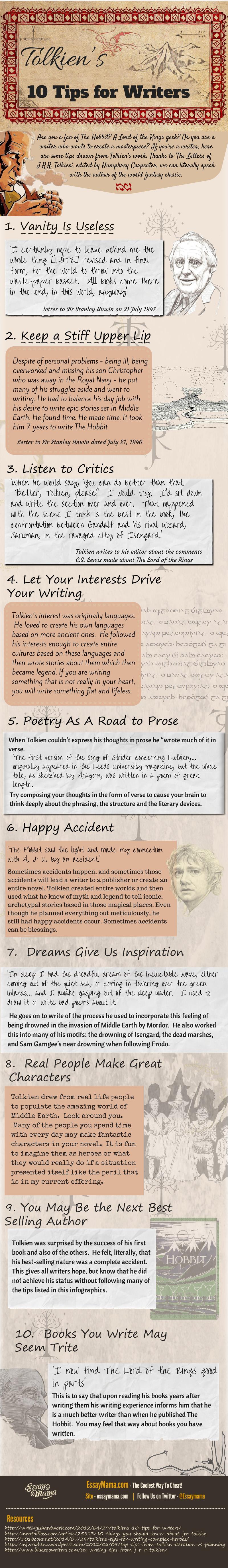 Tolkien’s Writing Tips Infographic