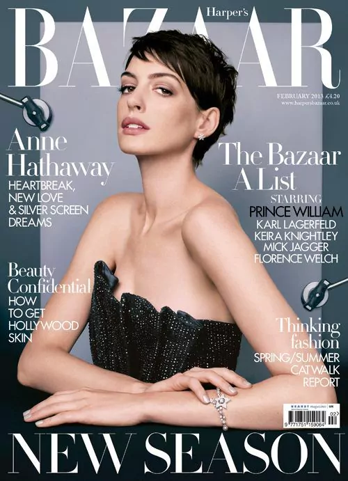 Anne Hathaway British Harper's Bazaar Cover February 2013