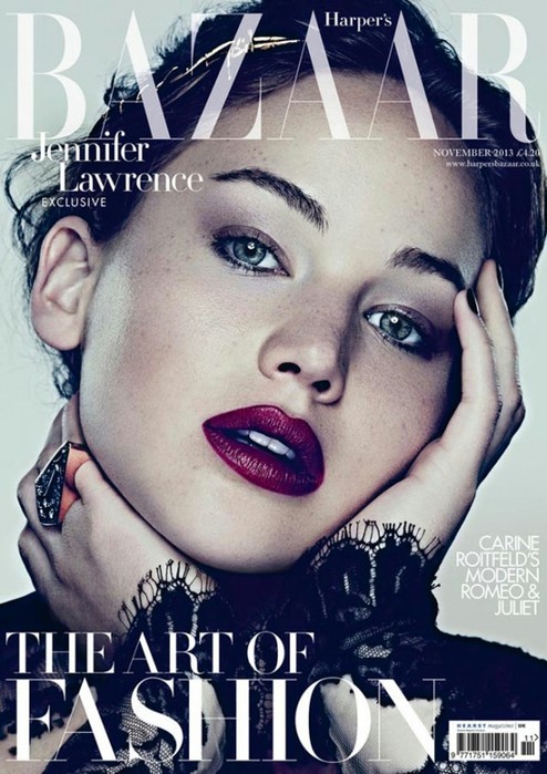 Jennifer Lawrence British Harper's Bazaar Cover November 2013