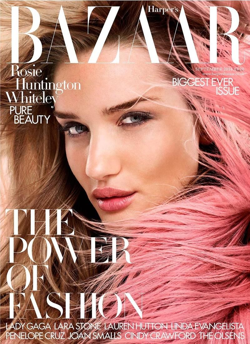 Rosie Huntington-Whiteley British Harper's Bazaar Cover September 2014