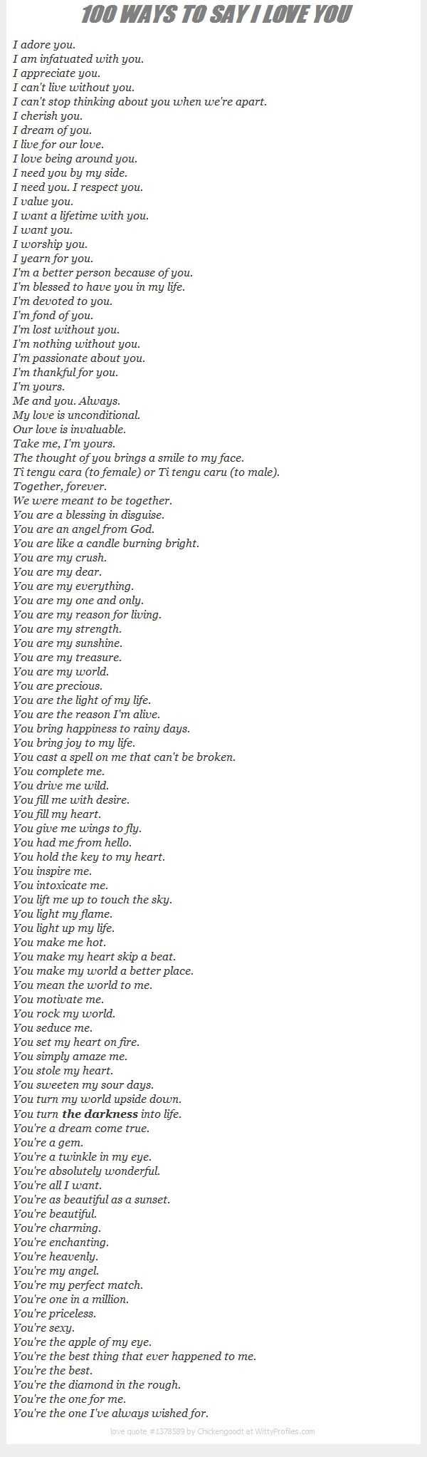 100 Ways To Say I Love You