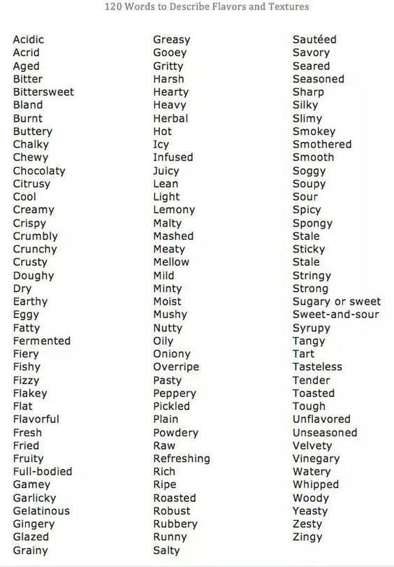 120 Words To Describe Flavors And Textures