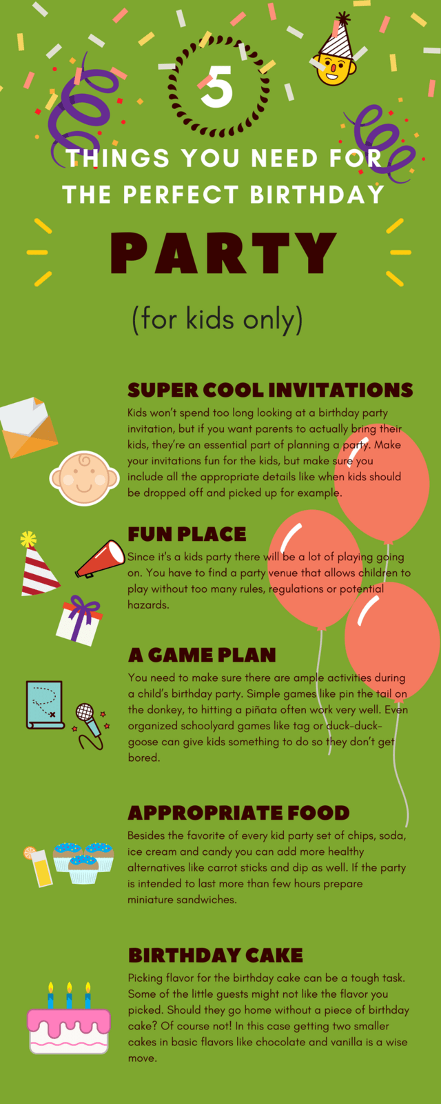 5 Things You Need For The Perfect Birthday Party - 22 Best Infographics