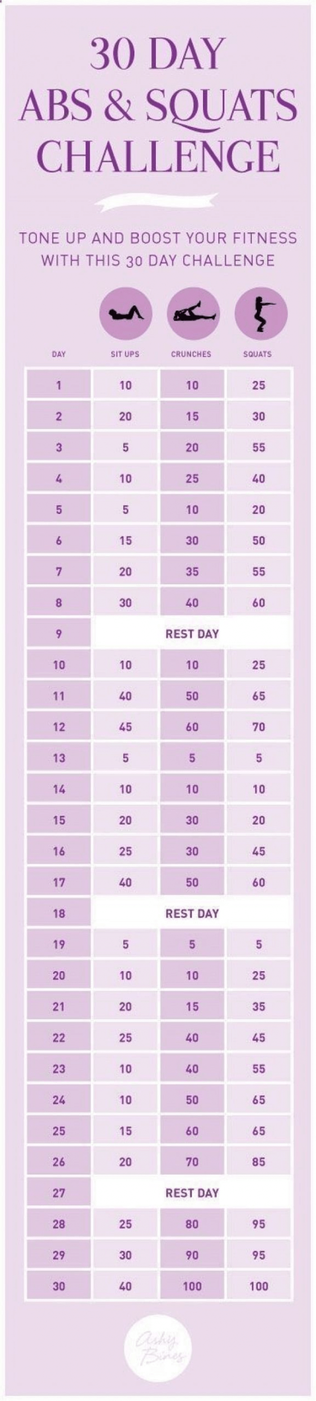 5. 30 Day Abs & Squats Challenge - 41 Exercise Infographics that Can