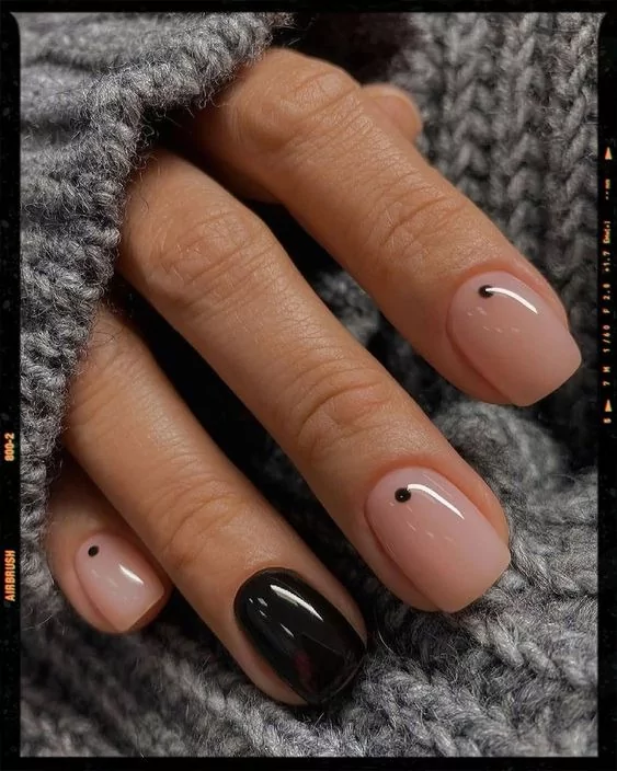 Black and Nude Nails